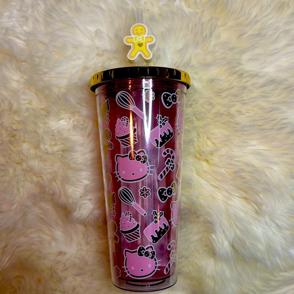 NEW Hello Kitty pink and gold gingerbread holiday Christmas cup